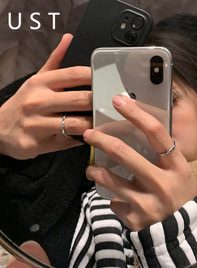 日系coss kokos925银竹节情侣戒指一对男女对戒小众设计感时尚