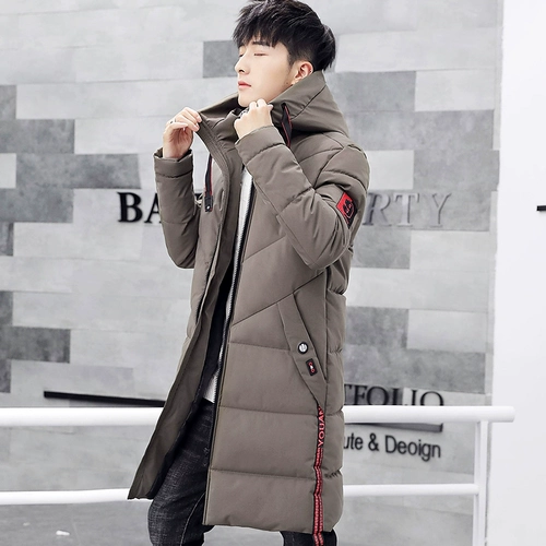 Длинная демисезонная куртка для мальчиков, пуховик с пухом, красный оберег на день рождения, средней длины, 2023, в корейском стиле, облегающий крой