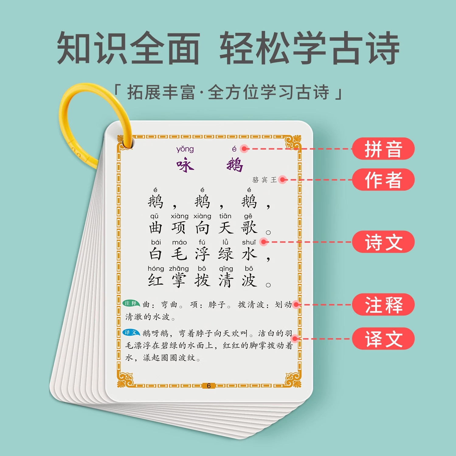 小学生必背古诗词卡片人教版唐诗宋词1-6年级儿童早教识字卡片启蒙幼小衔接识字卡片全套速记记忆手卡课本古诗词卡片宝宝玩具神器