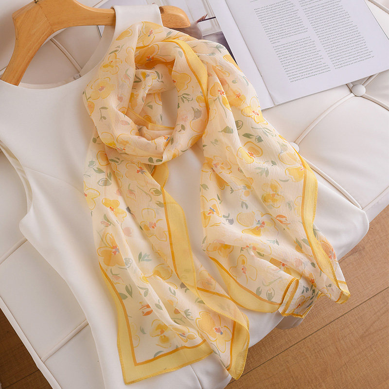 黄色丝巾女2025新款小长条秋冬薄款真丝围巾高级感护颈围脖窄纱巾,淘宝优惠券,粉丝福利购,淘宝优惠卷