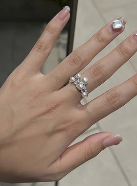 满天星锆石珍珠戒指女轻奢高级感