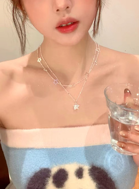 浅夏岛屿~ 闪锆星星吊坠项链女款轻奢小众锁骨链2026新款叠戴配饰