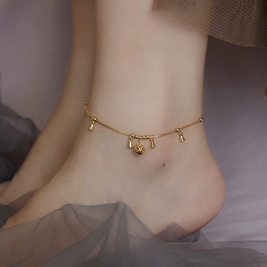 小众设计感铃铛脚链轻奢高级感钛钢足链性感灵动水滴个性冷淡风夏