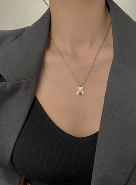 原宿贝壳项链钛钢可爱小巧设计感