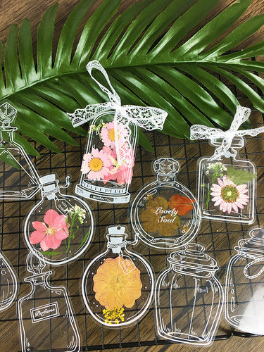 创意透明春天小瓶子干花书签diy材料包小学生制作压花自制植物花草标本pet塑料膜小卡片幼儿园儿童手工课美劳 - 图2