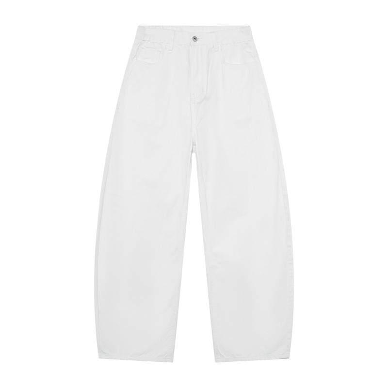 Voguo Relay 韩版弯刀裤型百搭简约白色牛仔裤男女宽松休闲阔腿裤