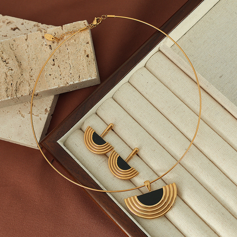 Timothee欧美法式设计耳环项链套装古典埃及耳钉耳饰气质饰品-图2