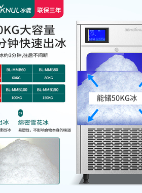 冰鹿纯雪花制冰机商用制冰碎冰一体机制雪机绵绵冰机沙冰海鲜造型