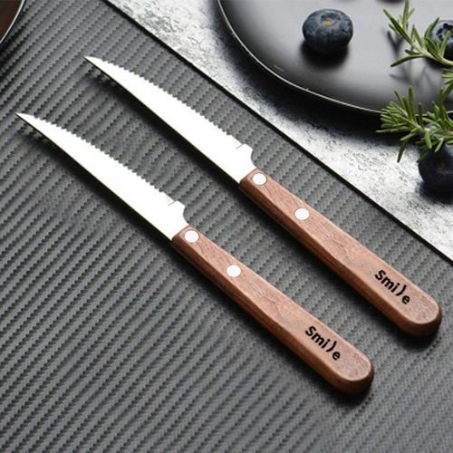 Ретро комплект, высококлассная ручка из натурального дерева для домашнего использования, посуда из нержавеющей стали, 3 предмета