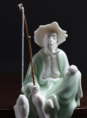 陶瓷摆件户外假山人物装饰品