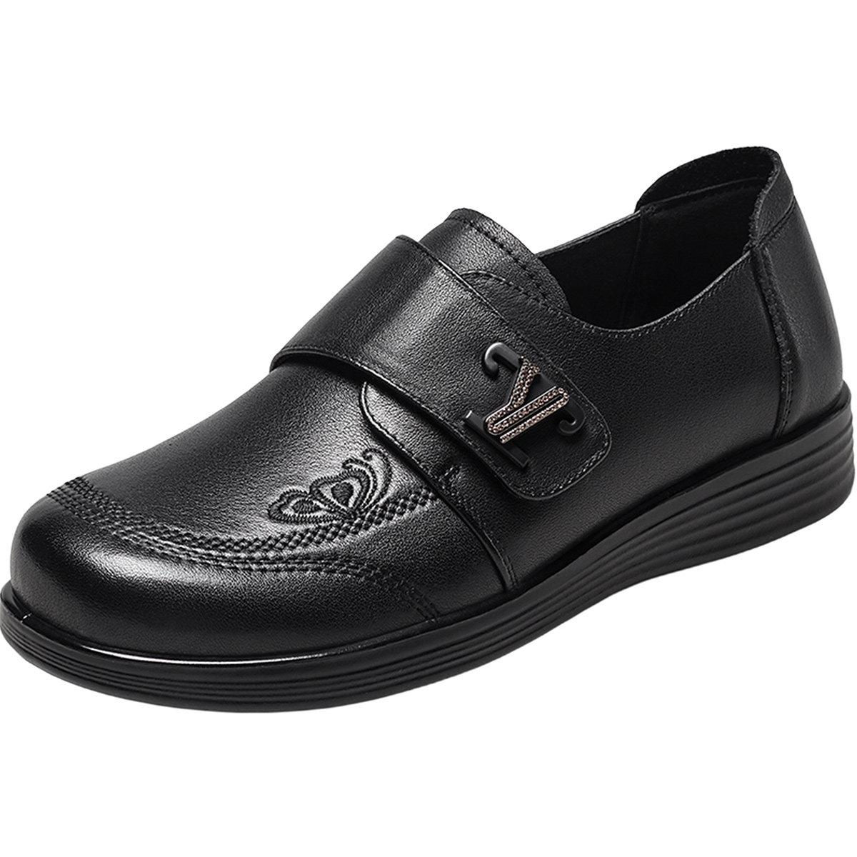 意尔康妈妈鞋真皮春秋季中老年舒适不累脚皮鞋奶奶单鞋老人鞋子女,淘宝优惠券,粉丝福利购,淘宝优惠卷