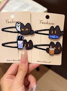可爱小黑猫发夹ins风甜美鸭嘴夹