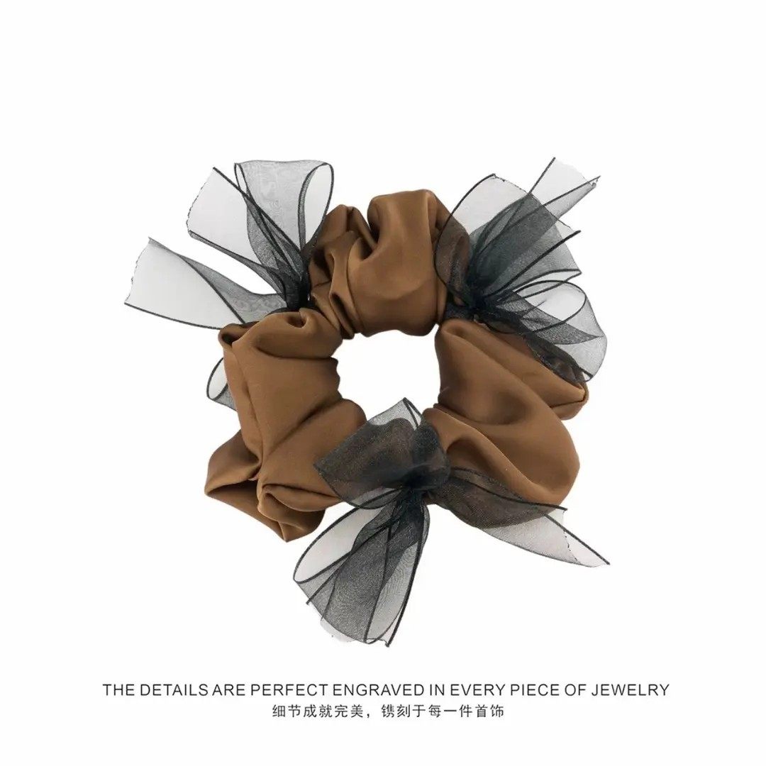 2025新款超仙蝴蝶结网纱小肠发圈低丸子头发绳女扎头发头绳低马尾,淘宝优惠券,粉丝福利购,淘宝优惠卷