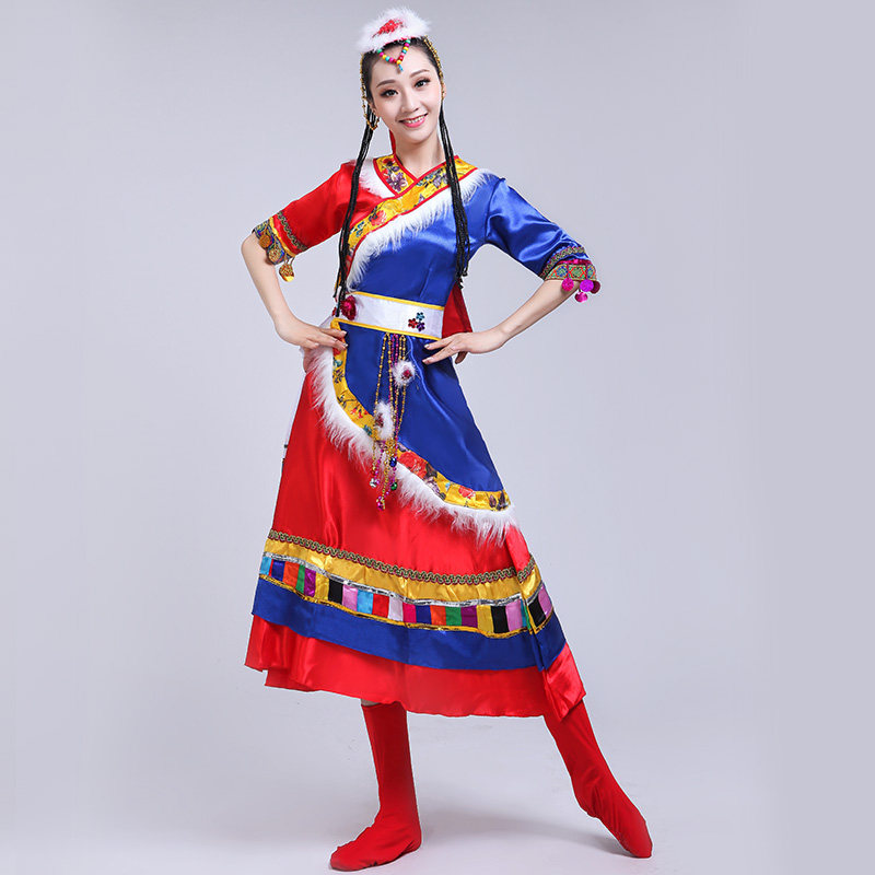 新款藏族少数民族服装水袖舞蹈服 妙苒荟民族服装/舞台装