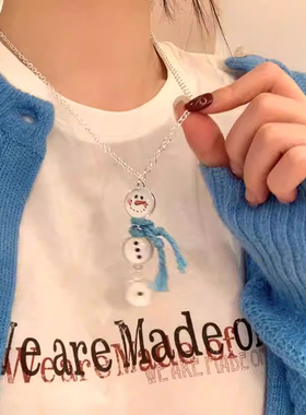 冬日可爱圣诞雪人围巾项链