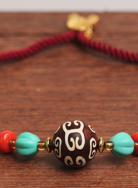 普陀山回纹绿松玛瑙天珠