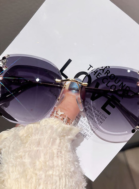 防紫外线无框切边显瘦女款墨镜