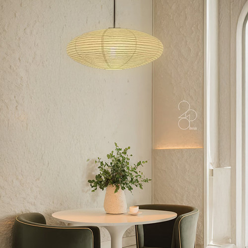 日式侘寂风卧室民宿餐厅咖啡服装店茶室禅意野口勇宣纸灯飞碟吊灯 - 图0