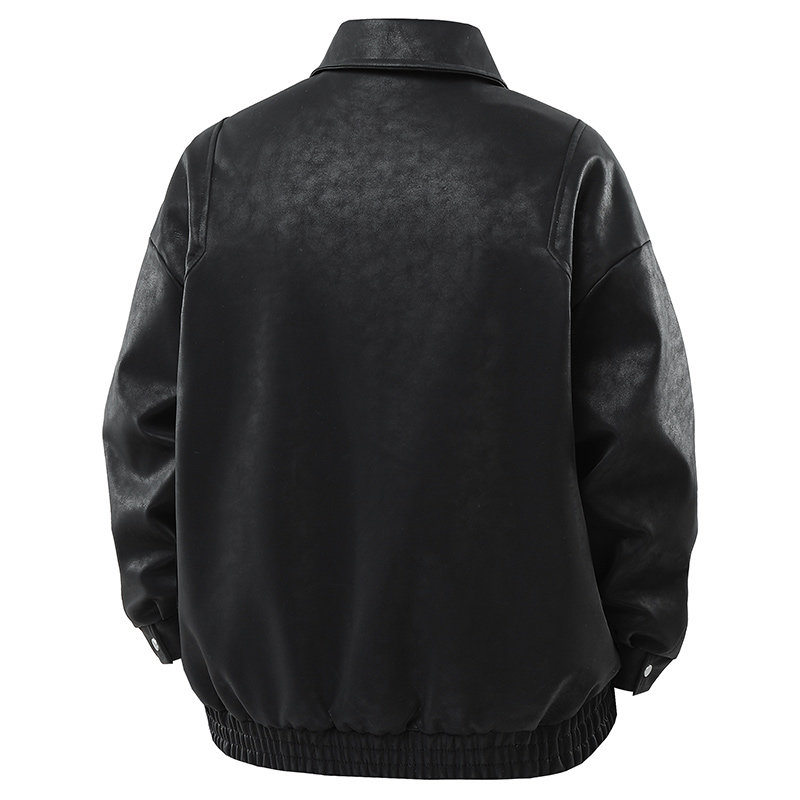 罗蒙美式潮牌PU皮夹克男春秋款重磅复古皮衣外套春季翻领男士上衣