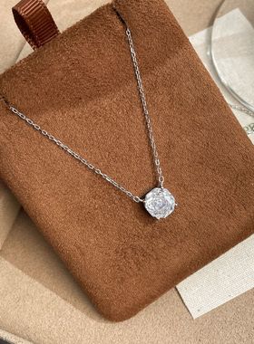 十里间【通体925银冰花玫瑰】简约气质亮晶晶锆石项链锁骨链