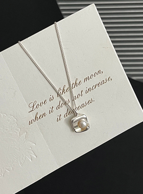 十里间s925银淡水珍珠方片项链