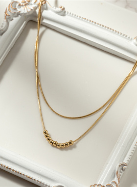 双层金豆豆简约可调节项链