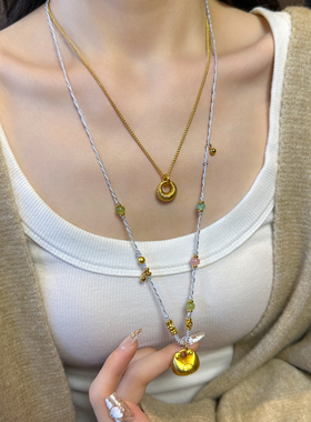 十里间【新一年的福气合集】文艺小清新元宝串珠项链叠戴毛衣链