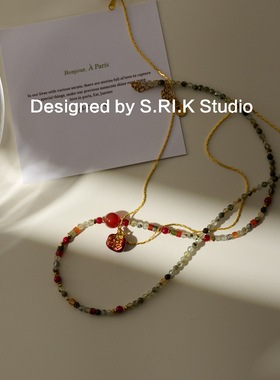 十里间天然石石榴项链锁骨链