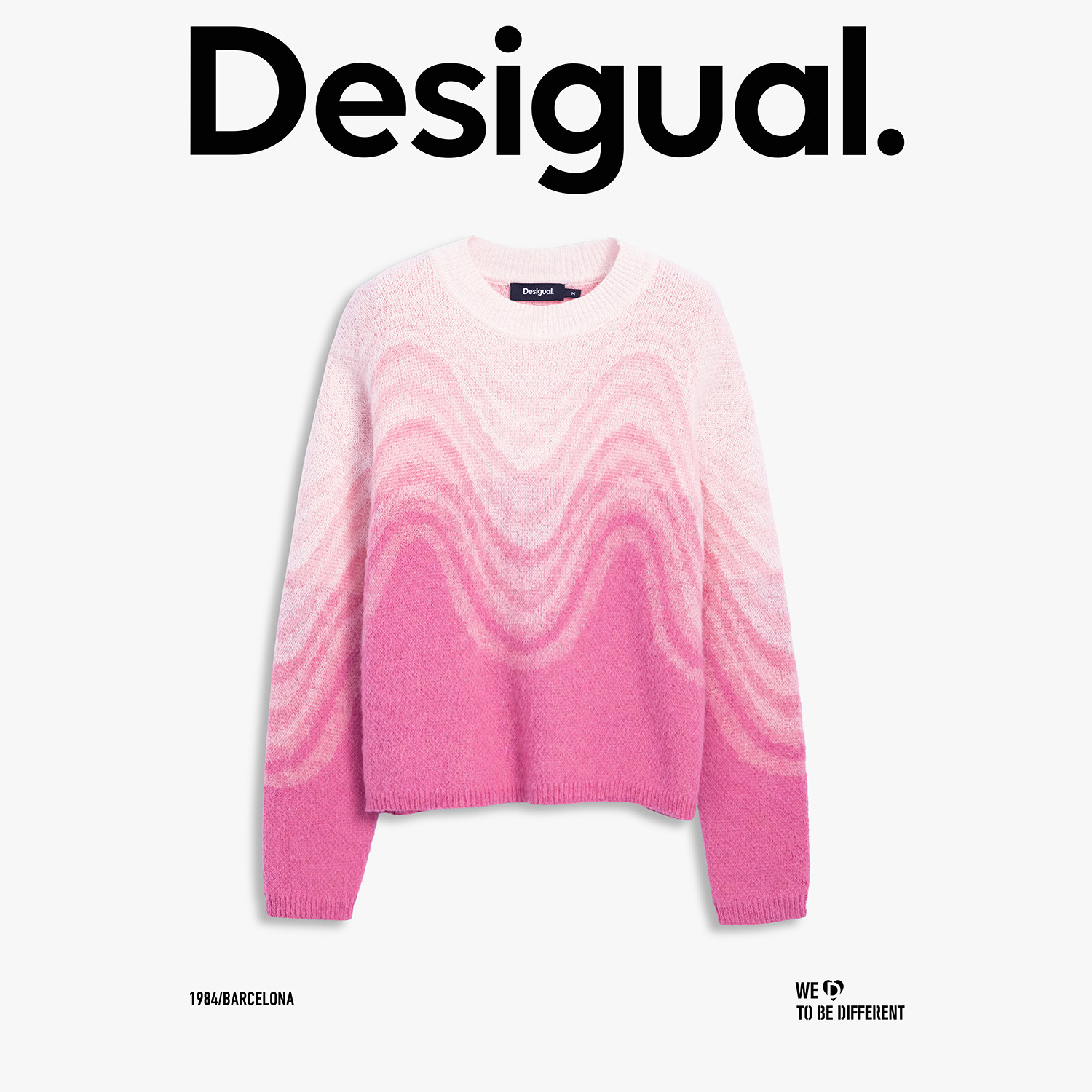 【保暖羊毛混纺】Desigual25秋冬新品波纹提花圆领渐变女士针织衫