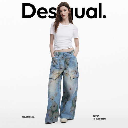 Desigual【Collina Strada联名】花朵渐变宽松牛仔裤女 - 图1