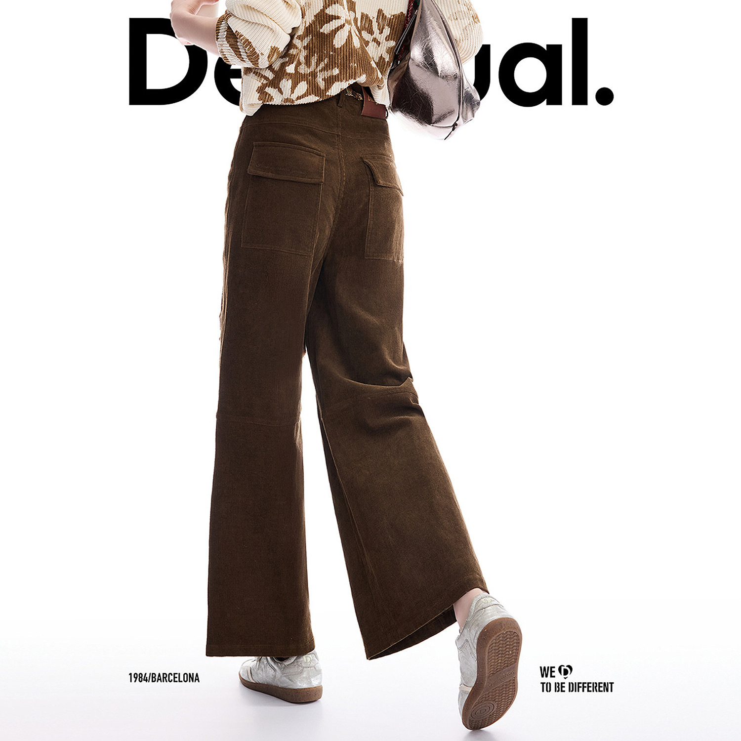 【超能小太阳严选】Desigual灯芯绒麻花编织腰带阔腿长款休闲裤,淘宝优惠券,粉丝福利购,淘宝优惠卷