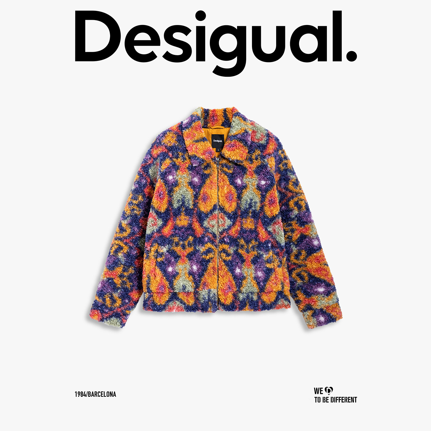 Desigual【明星同款】仿羊羔毛宽松印花翻领女士外套