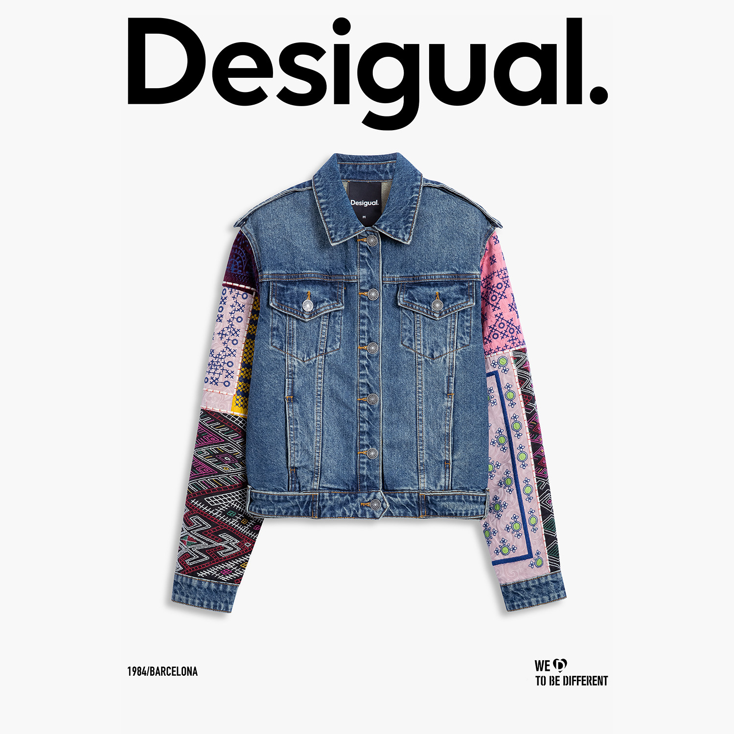 Desigual大西瓜【博主同款】25秋冬新品牛仔重工刺绣拼接女士外套