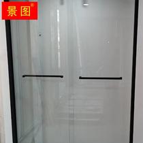 Extremely narrow one solid one-moving shower room Home toilet tempered glass moving door partition stainless steel dry and wet separation