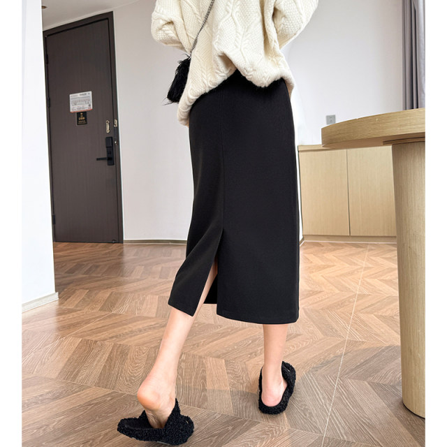 Woolen autumn and winter temperament H-shaped skirt with high-end feel