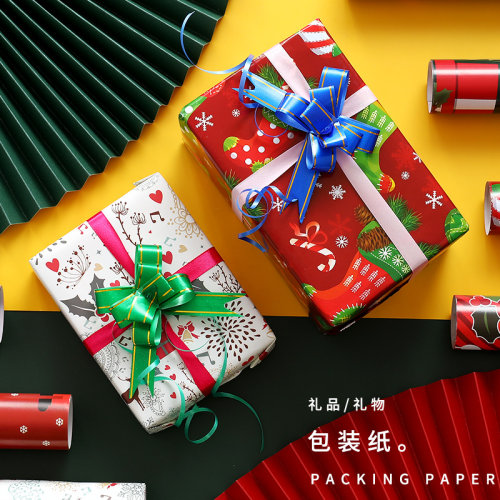 圣诞节包装纸ins风包书纸大张卡通平安夜圣诞礼品纸批发鞋盒生日礼物装饰纸创意材料diy礼盒精美大尺寸超大 - 图3
