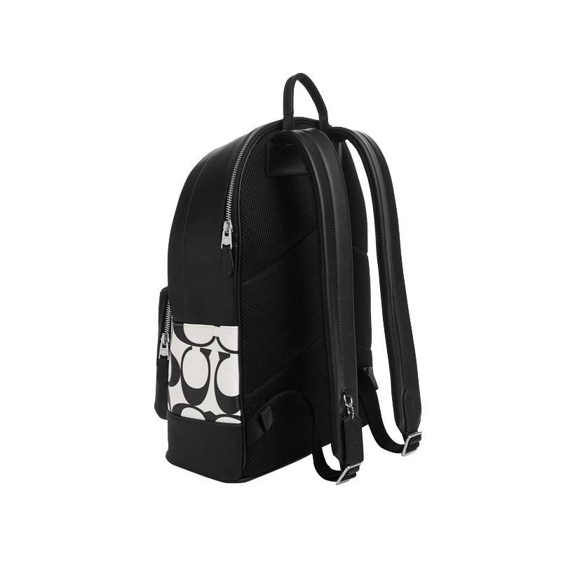 COACH 蔻驰 West Backpack 男士双肩包背包书包旅行包 黑白logo - 图0