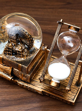 树脂音乐盒埃菲尔铁塔沙漏计时器