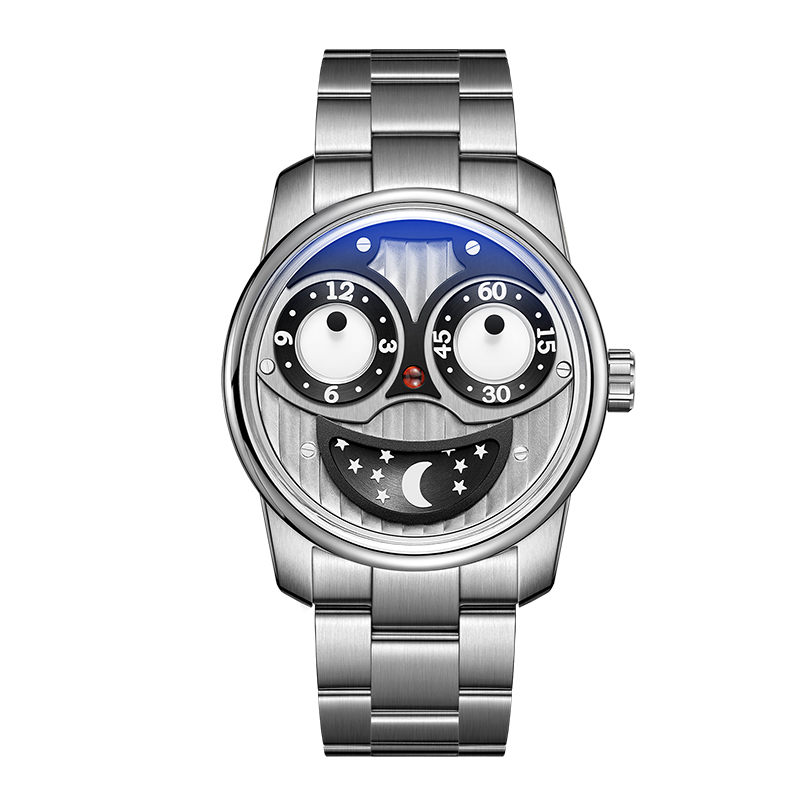 OBLVLO欧宝罗小丑手表机械男表强夜光独立制表高定设计钢带机械表 - 图3