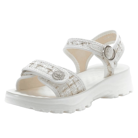 品牌断码特价真皮小香风凉鞋女2025夏季新款软底百搭休闲沙滩鞋子