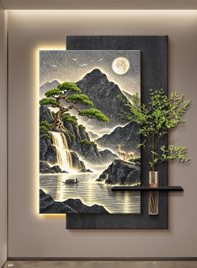 【水培绿植带灯】玄关装饰画