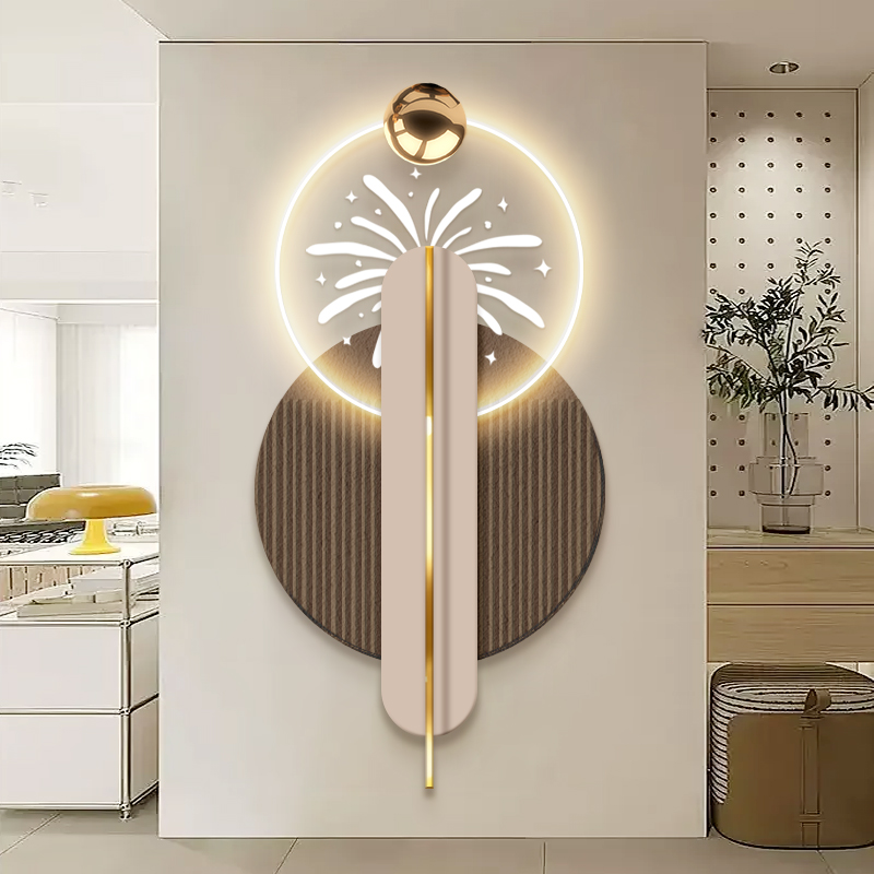 现代轻奢入户玄关装饰画走廊过道壁灯画客厅高级感带led发光挂画