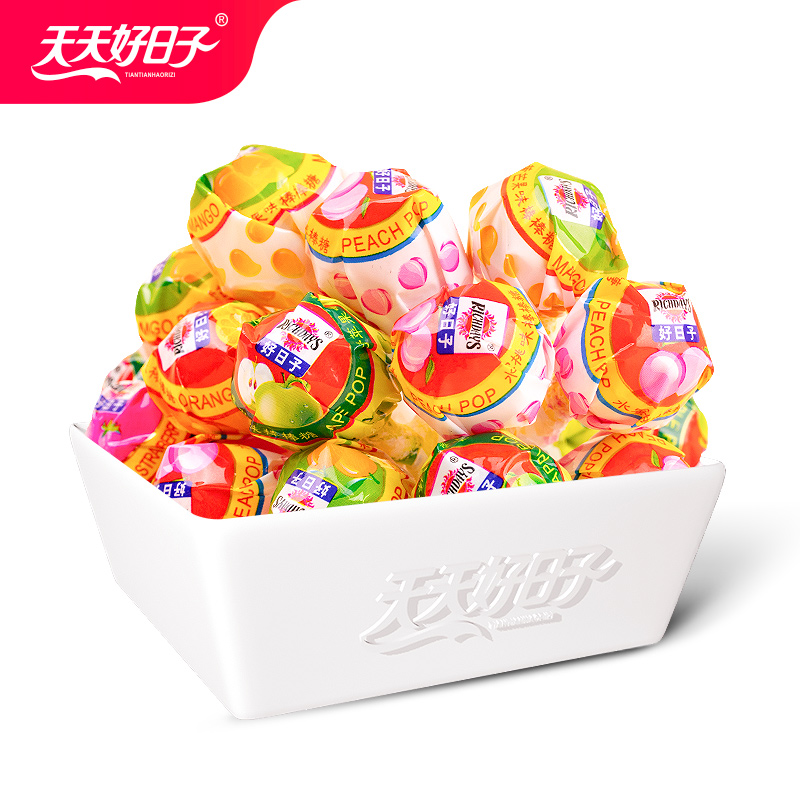 好日子食品专营店好日子棒棒糖22支多种水果口味网红糖果零食学生儿童袋装200g0