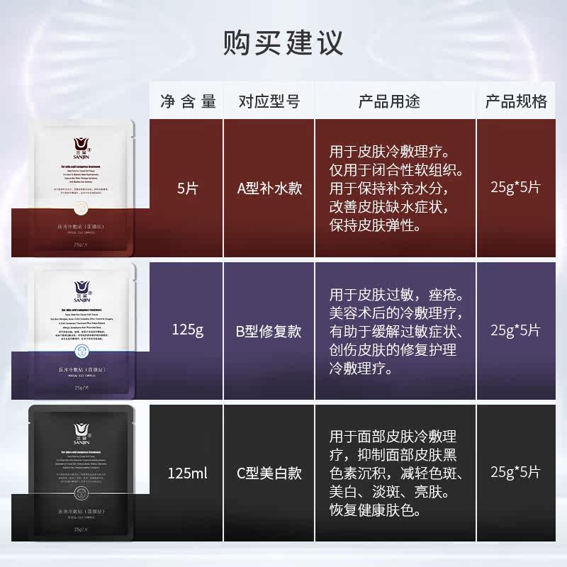 三金敏感肌肤晒后术后修复淡化面膜 沫诗贴片面膜