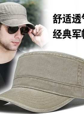帽子男士复古做旧水洗牛仔平顶帽