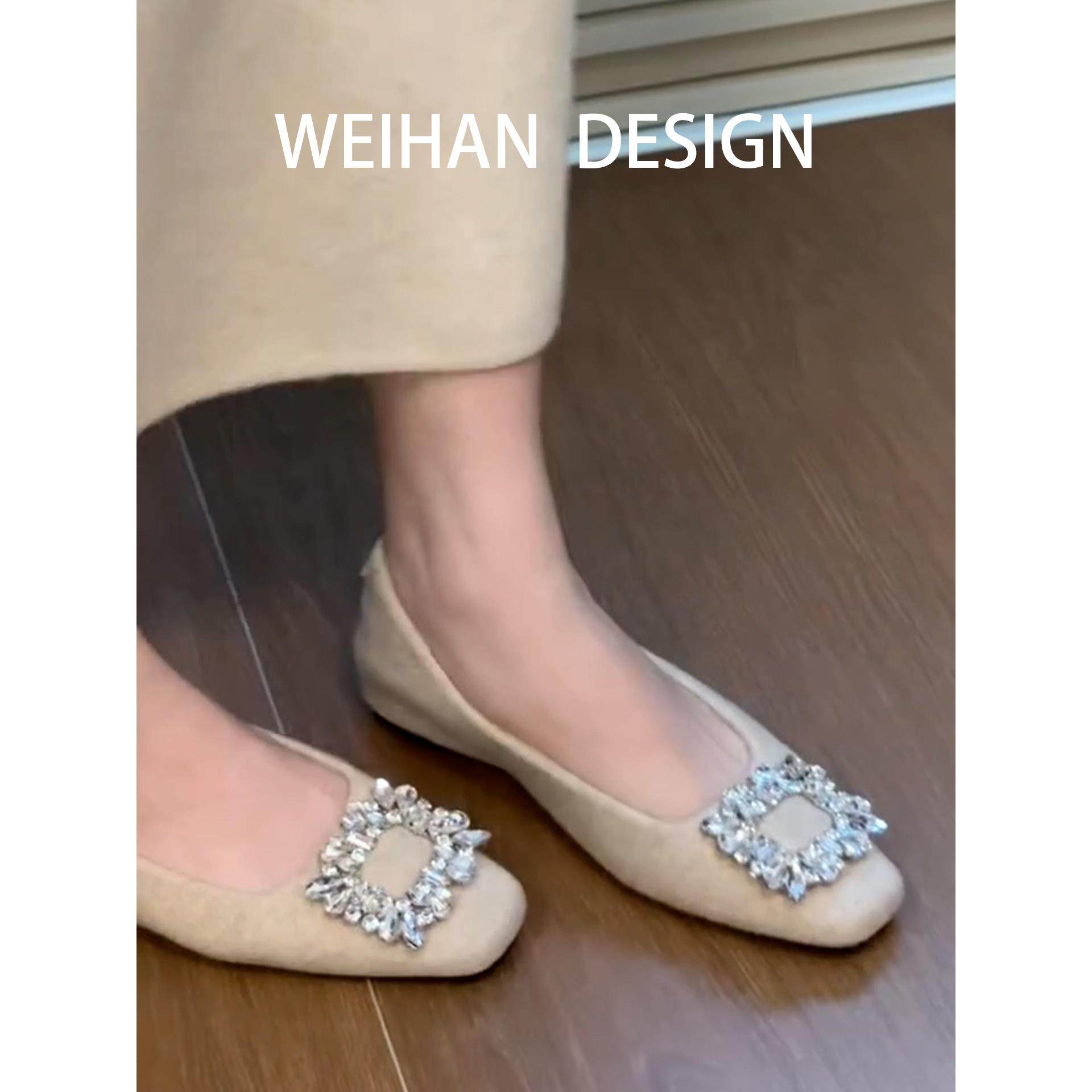 羊皮版！法式晚风水钻玛丽珍鞋女一脚蹬毛毛鞋加绒保暖平底棉单鞋,淘宝优惠券,粉丝福利购,淘宝优惠卷