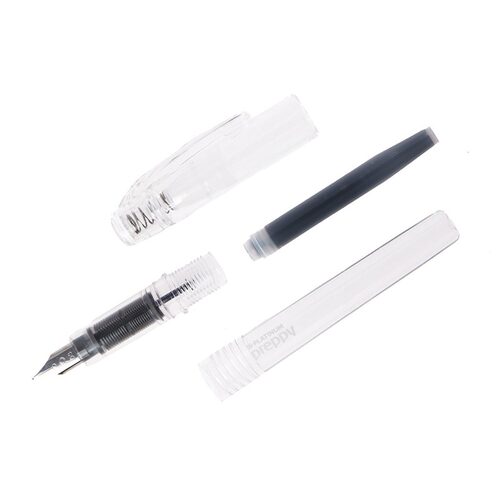 日本白金PSQ-300 PSQC-400 Preppy钢笔学生红字/办公钢笔小学生练字专用速写透明墨胆吸墨器两用墨囊可替换 - 图0