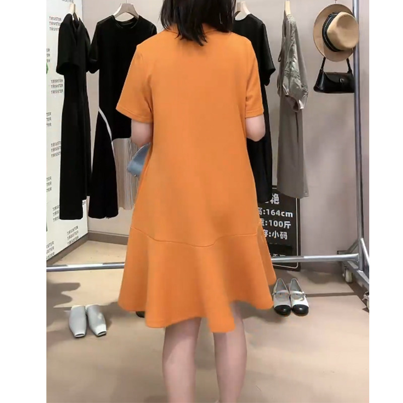 T井姐妹【橙风破浪】休闲简约通勤风polo领宽松显瘦连衣裙夏季女