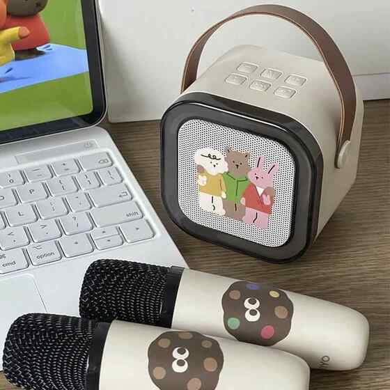 华鹃便携蓝牙小音响户外儿童迷你手持K歌神器唱歌话筒小型KTV无线音箱麦克风一体机卡拉OK玩具喊麦扩音器k12