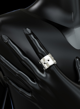 YURITAN情侣款镀金镶钻开口戒指